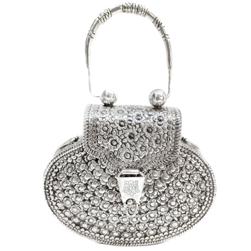 Pure Silver Ladies Purse With Easy To Carry Handle