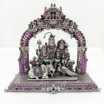 Magnificent pure silver idol of  shiva with ma par...