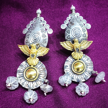 Fusion Tribal Earrings in Pure Silver with Gold Pl...